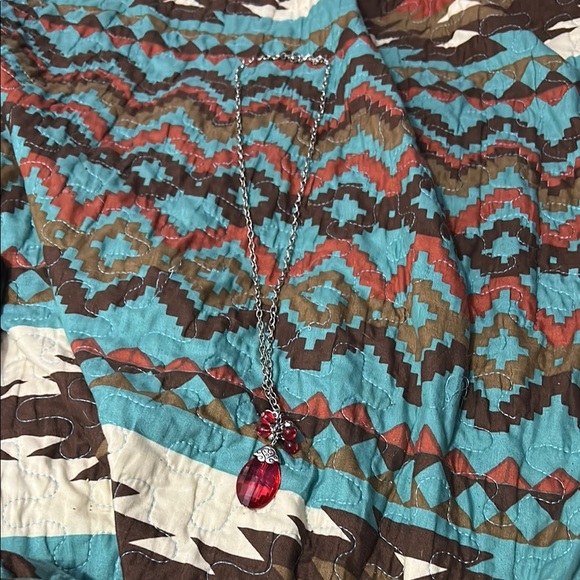 Accessories - Silver Necklace with Red Pendant